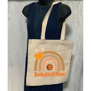 BasketBall Mom Double Strap Cotton Canvas Shoulder Tote Bag